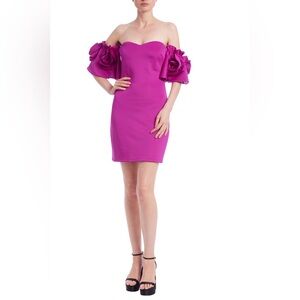 Jewel BADGLEY MISCHKA Off-Shoulder Rosette Mini dress